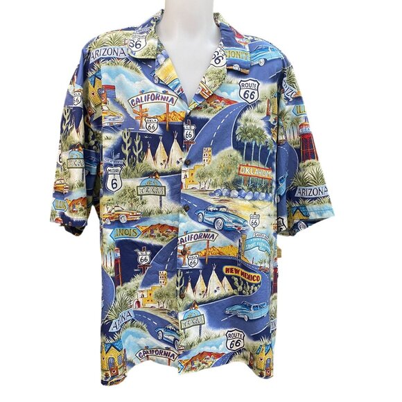 Pacific Legend Hawaiian Mens Camp Shirt 4XL Historic Route 66 and Cars Matching - Picture 2 of 10